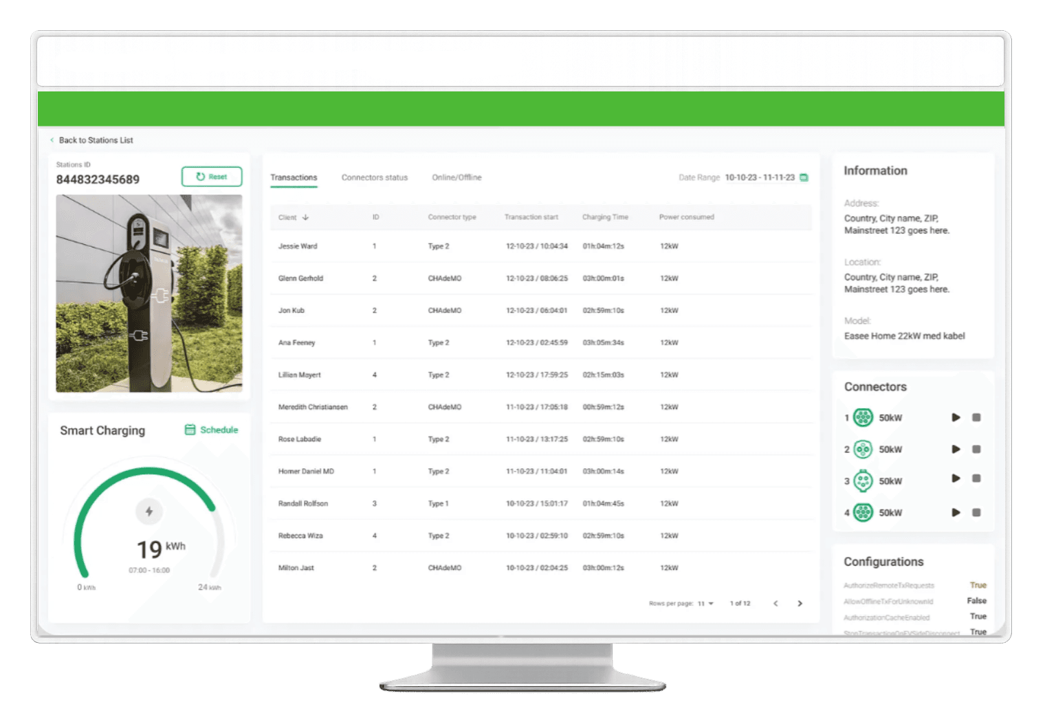 Mative Cloud TC: Módulo Charging Station Manager